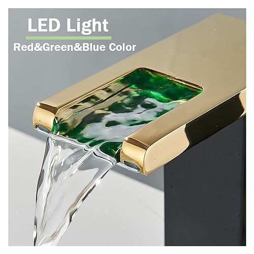 Robinet d'évier cascade noir mitigeur LED anti-brûlure vasque
