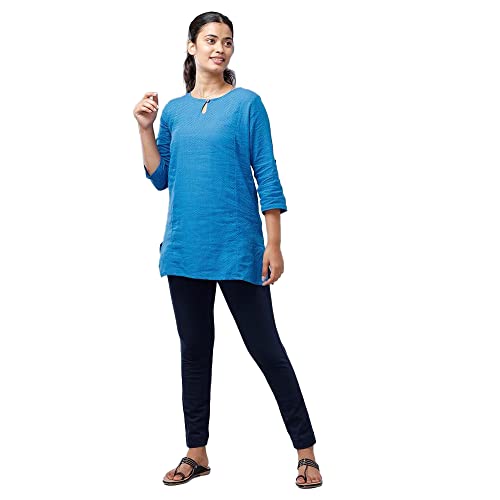 Image of De Moza Women Pencil Fit Cigarette Pant | 95% Cotton 5% Elastane | Mid Rise | 2 Pockets | Casual & Office Wear