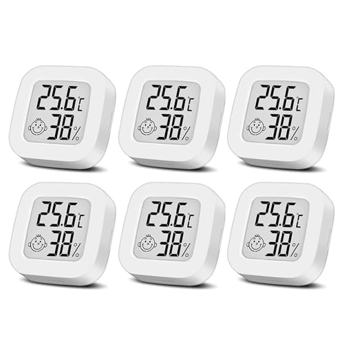 Luftfeuchtigkeitsmesser Thermometer Innen Mini LCD Digital Thermometer Hygrometer Gauge für Wohnzimmer Schlafzimmer Büro Kinderzimmer usw. (6PCS)