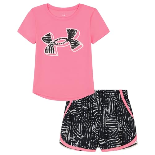 Image of Under Armour Girl's 2-piece Short Sleeve Tee and Shorts Set, Lightweight and Comfortable