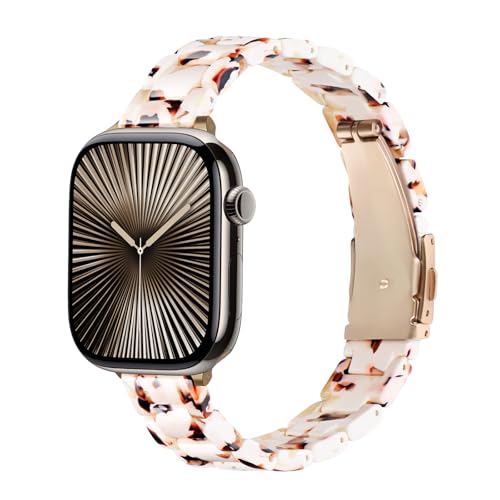 Image of Slim Resin Strap for Apple Watch Straps Women 40mm 42mm 41mm 38mm 44mm 46mm 45mm 49mm, Thin Bracelet Dressy Replacement Wristband for Apple Watch Band Series 11 10 9 8 7 6 5 4 SE Ultra 3/2/1