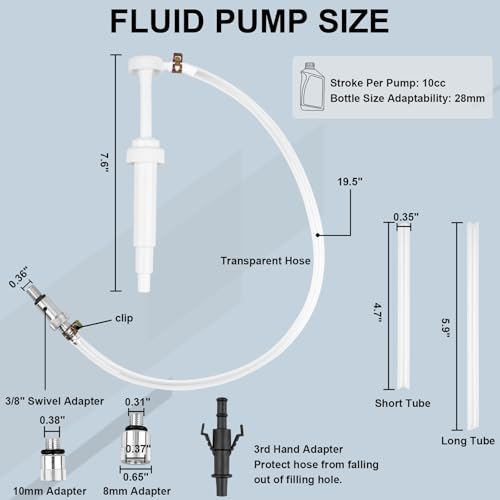 Clatoon Lower Unit Gear Oil Pump for Standard Quart Bottles, Include 3rd Hand Adapter, 8mm and 10mm Adapters for Most Boat Outboard Motors, Gear Oil Pump with 3/8 in Metal Swivel(Not for Volvo Penta)