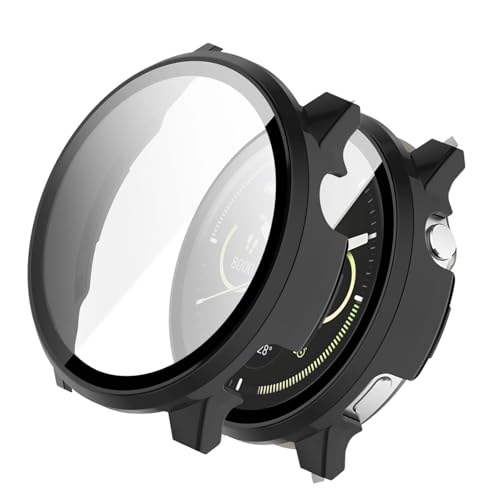 BUITFOU For GARMIN Forerunner 165 �J�o�[ �K�[�~�� Forerunner 165 �P�[�X�Ή� �����^ PC+�K���X�f�� ��̌^ �S�ʕی� �����^ �����ȒP �ϏՌ� �����ߗ� �w��h�~ ���h�~�i�u���b�N�j