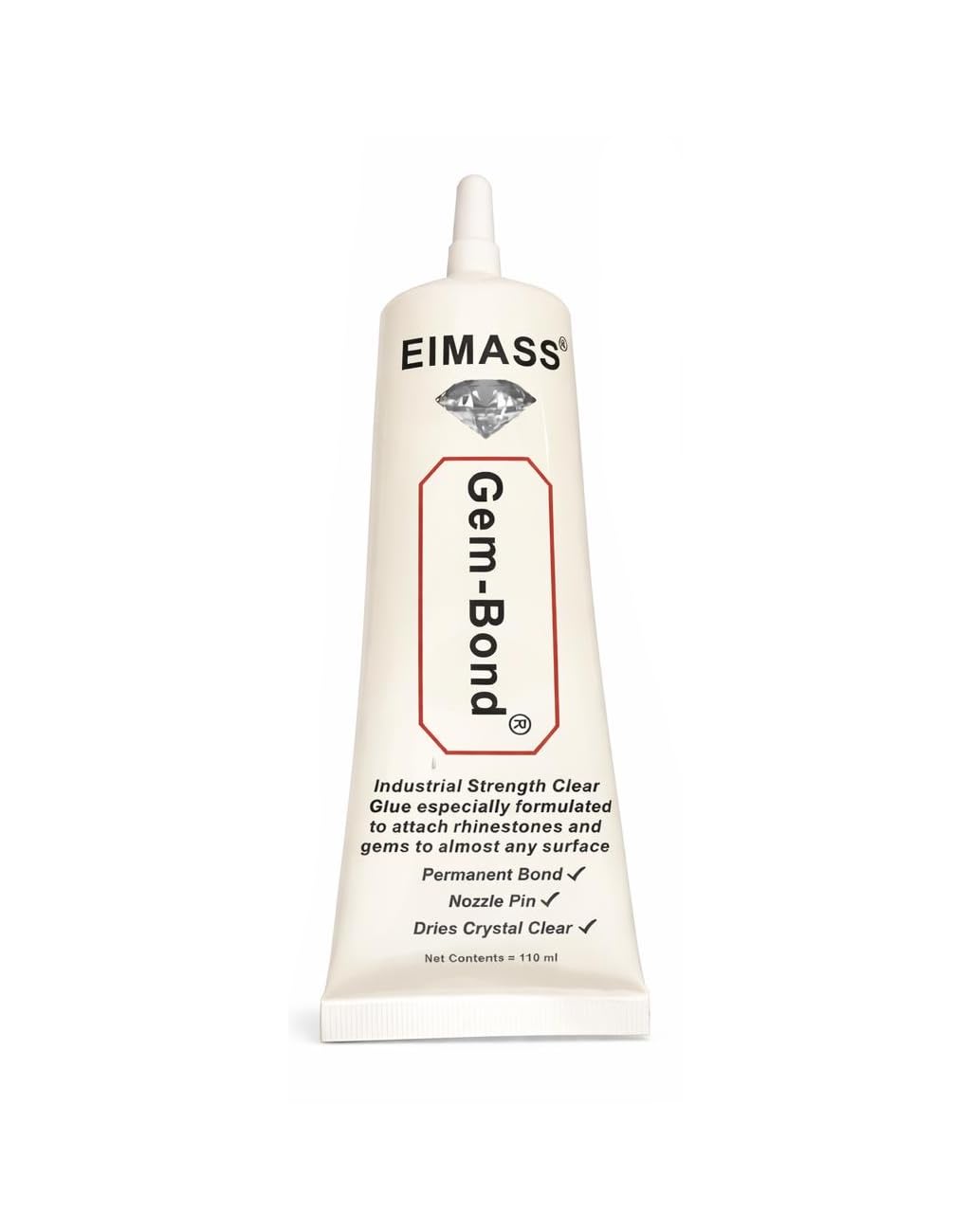 UK No,1 Rhinestone Glue, Gem-Bond® Premium Quality Clear Adhesive with Pin Nozzle, Industrial Gems Glue (1, 110ml)