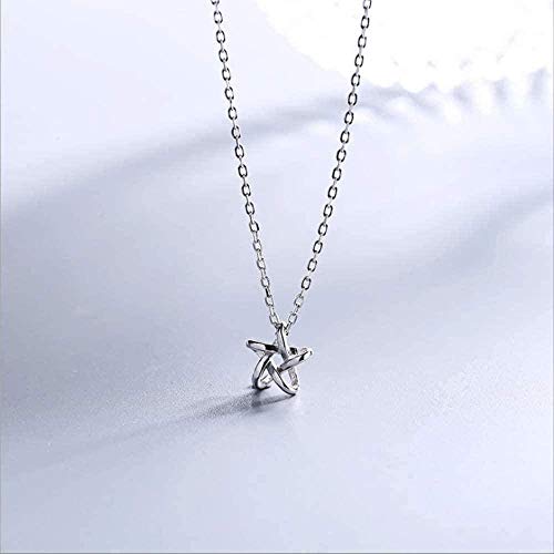 Preisvergleich Produktbild CKAWM Halskette Silber Elegante Hohle Fünfzackige Stern Anhänger Halskette Einfache Persönlichkeit Geometrische Stern Schlüsselbein Kette