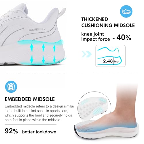 Image of JACKSHIBO Wide Toe Box Shoes Men Arch Support Slip On Zero Drop Sneakers | Slip in, Orthopedic Plantar Fasciitis, Running Walking Athletic, Tennis Workout Gym, Hands Free, Width, Thick Cushion Sole