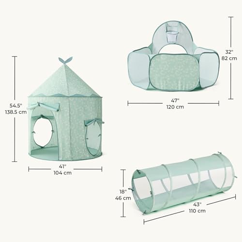 Image of Tiny Land 3-in-1 Kids Play Tunnel with Ball Pit & Tent, Pop-Up Indoor Toy | Foldable Crawl Tunnel Set With Breathable Mesh, Easy Pop-Up Design For Indoor & Outdoor Play, Great Gift For Toddlers Ages 2+