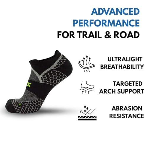 Image of Zensah Grit 2.0 Compression Running Socks - Lightweight Merino Wool No Show Socks for Trail Running, for Men and Women