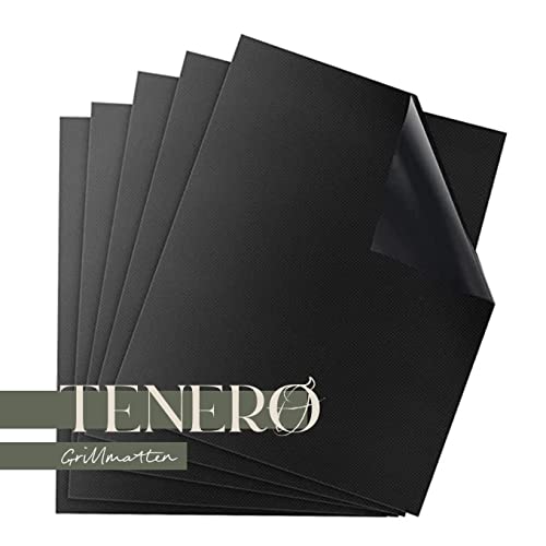 TENERO Grillmatte | 5er Set 40cm x 33cm | Grillmatten für alle Grills | Wiederverwendbares Backpapier Cover