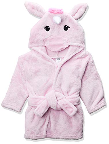 Hudson Baby Unisex Baby Plush Animal Face Robe, Pink Unicorn, One Size, 0-9 Months