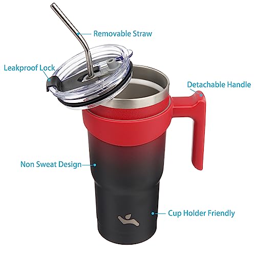 Image of Konokyo 20 oz Tumbler with Handle and Straw, Insulated Travel Mug