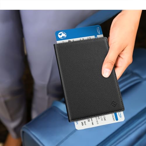 Image of FINTIE Passport Holder, Slim Travel Wallet RFID Blocking Card Case Cover Passport Cover Protector Essentials with Credit Card Slots for Women /Men | Slim