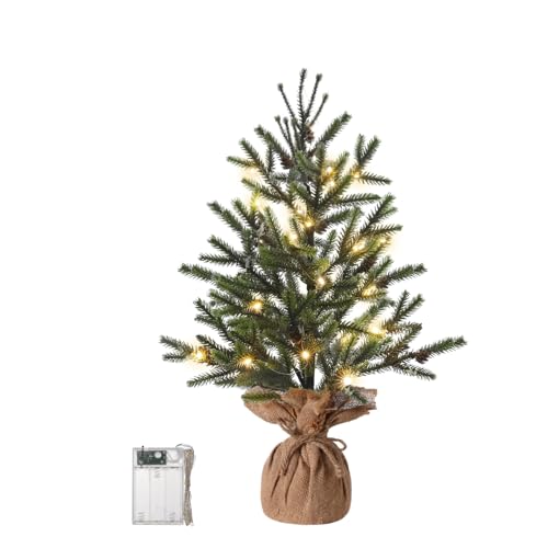 Wenhuidr 23 Mini Christmas Tree, Small Artificial Tabletop Snow Flocked Christmas Trees Decor with Lights, Outdoor Indoor Porch Table Centerpieces Xmas Christmas Decorations