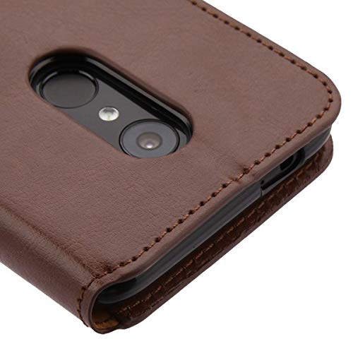 ANGIEHAIE REVVL 2 (5.5") Wallet Case with Tempered Glass Screen Protector, JoJoGold Bicast PU Leather Flip Cover Folio Wallet Case with Magnetic Flap and Kickstand - Brown