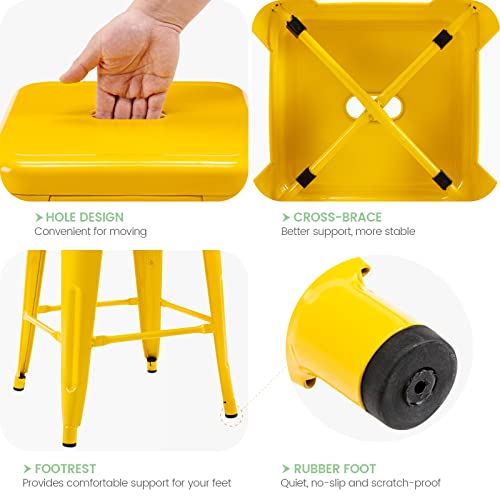Vogue Furniture Direct 24" High Barstools Backless Yellow Metal Barstool Indoor-Oudoor Counter Height Stool With Square Seat, Set Of 4 - Vf1571019-4 #TOP2