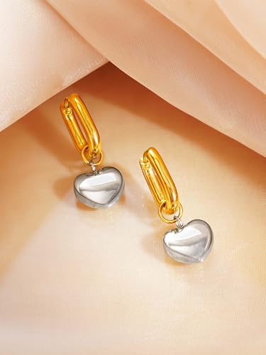 Image of 18K Gold Plated Heart Earrings for Women & Girls | Heart Hoops, Studs & Huggies | Waterproof and Anti Tarnish Jewellery | Valentines Gift for Girlfriend | Gifts for Women | 1 Year Warranty*