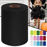 Black Tulle Fabric Roll 6 Inch by 100 Yards (300 feet) Sheer Netting Spool for Gift Wrapping Halloween Party Decorations Tutu Skirt Wreath Wedding DIY Crafts