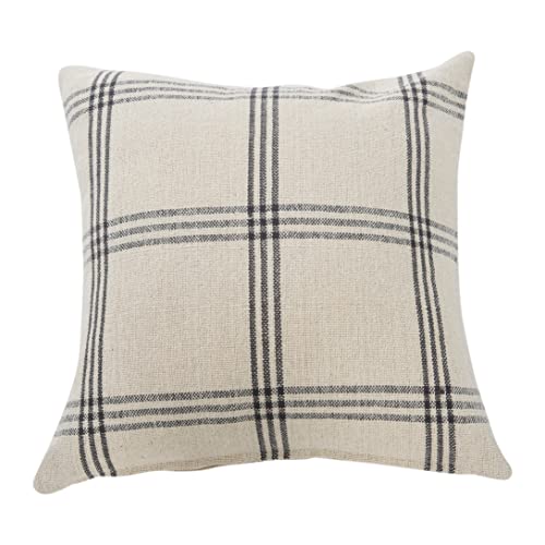 Creative Co-Op Square Plaid Cotton Pillow Cover, Grey, 20' x 20'