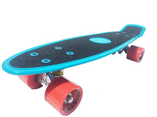 Ridge Skateboards - Crucero de 22' con Cinta de Agarre - Monopatín Completo - Azul/Rojo