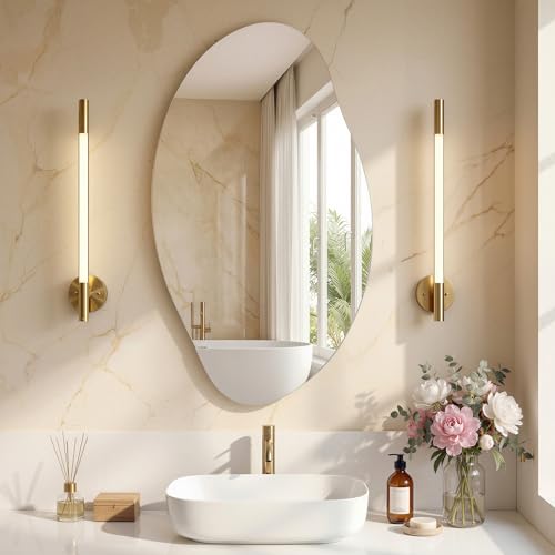 SONGMICS Miroir Mural Moderne, Miroir Irrégulier Asymétrique, en Forme de Pétale, 85 x 50 cm,...