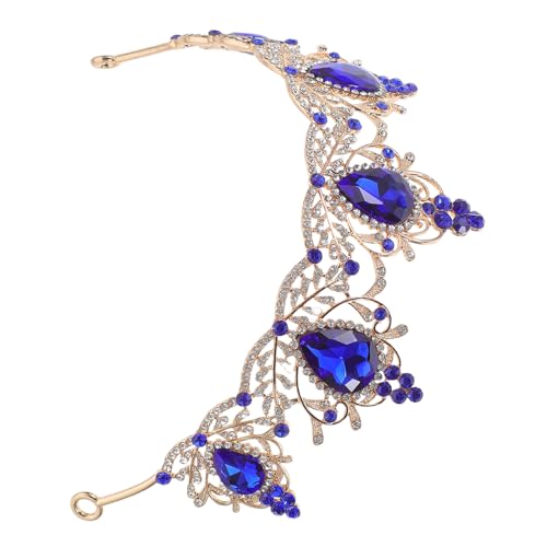 SHERCHPRY Diadema de Novia Barroca Vintage Gotas de Agua, Aleación Cómoda, Color Azul Real, Tocado de Pelo para Boda y Graduación, Accesorio Ligero y Seguro para Mujer, 1 Unidad