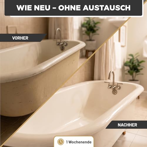 LM-Kreativ Badewannenlack 3 in 1 2K 500ml - Grau wie Beton - Auch nutzbar als Fliesenfarbe & Fliesenlack für Badezimmer, Badewannen… – Ansicht 4