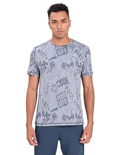 Image of TECHNOSPORT Men Polyester Regular Fit Half Sleeve Jacquard T-Shirt with Double Cool, Quick Dry & Anti Microbial for Sports, Running & Casual Use