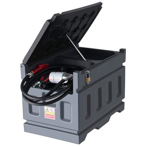 48 Gallon Portable Fuel Transfer Tank with 12V Pump and Advanced Filter, Transfer Tank for Diesel with 360°Swivel Auto Fueling Nozzle, 13.1FT Rubber Hose