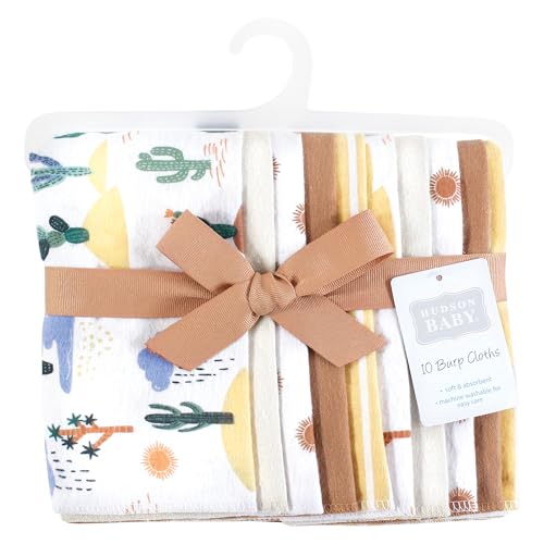 Hudson Baby Unisex Baby Flannel Burp Cloth 10pk, Fun Desert, One Size2