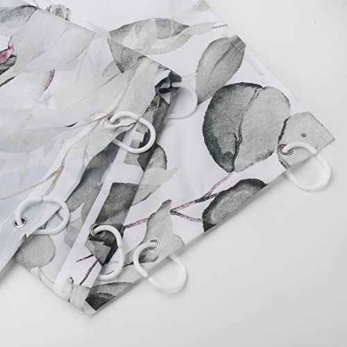 Nuseiis Black And White Eucalyptus Leaves Shower Curtains 72 X 72,Fabric Gray Sage Shower Curtain Sets, Floral Plant Bathroom Decor With Hooks #TOP5