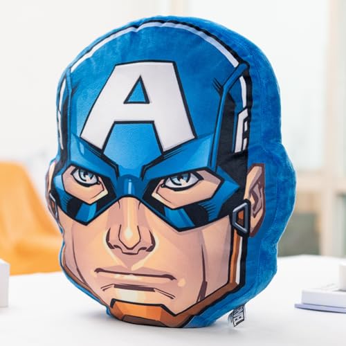 Image of Mirada Captain Cushion America - Marvel Superhero Soft Plush Toy, Stuffed Pillow, Birthday Gift for Kids, Boys & Girls, Licensed Decor - 35cm