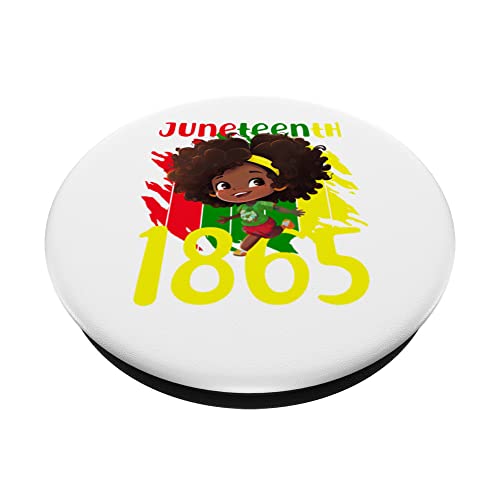 Bold and Brave Juneteenth 1865 Art for Girls PopSockets Swappable PopGrip, Black - Image 2