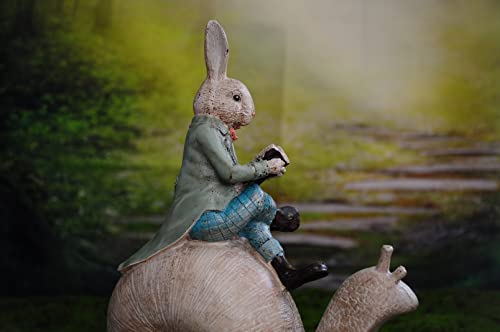Yeaco Easter Decoration Reading Rabbit On Snail Statue, Outdoor Garden Decoration Bunny Figurine, Reading Bunny Statue #TOP3