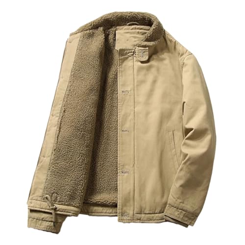 Abrigos cálidos de forro polar para hombre, chaquetas bomber, parkas, chaquetas de algodón para hombre, caqui, XXL