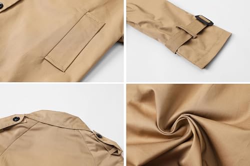 Image of Betusline Boys Waterproof Trench Coat Double Breasted Classic Belted Outwear Jacket Dress Coats