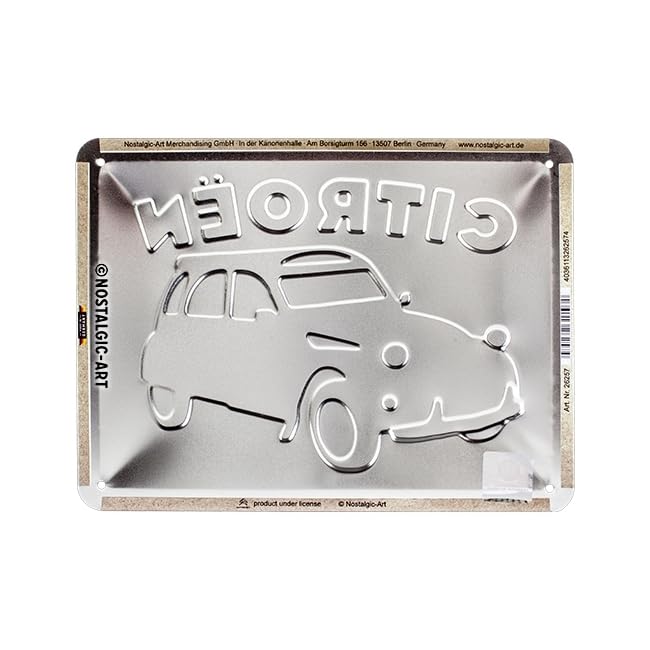 Plaque Métal Tôlée Vintage 20x30 Cm - Pub Citroën 2CV Garage - Reproduction Laser