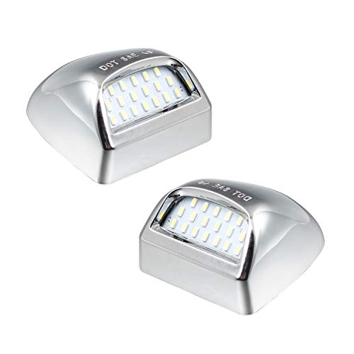 Ruxifey Chrome Led License Plate Lights Lamp Compatible With Silverado Suburban Gmc Sierra 1500 2500 3500 Hd Tahoe Yukon Cadillac, 6500K White #TOP8