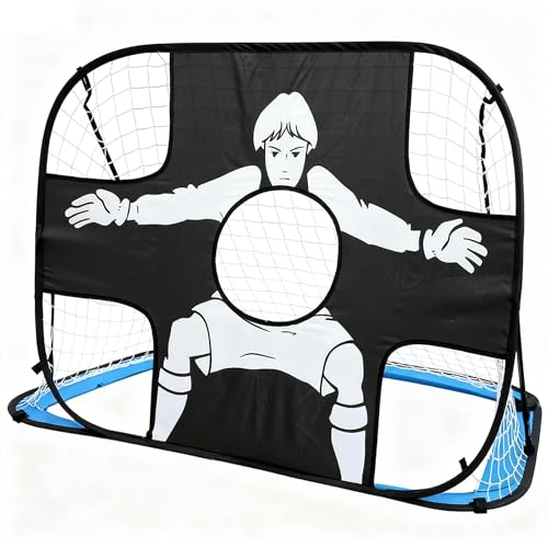 Yumegoro 子供サッカーゴール 折りたたみ 一台 二役 ポップアップサッカーゴール プレゼント 庭 園 公園 室内 屋外兼用 練習 (ブルー)