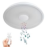 liibodi Smart Waterproof LED Flush Mount Ceiling Light Fixture,with Bluetooth Speaker,11 Inch,18 watt,Dimmable Music Lamp,RGB Color Changing Light with Remote Control,for Bathroom,Shower,Bedroom