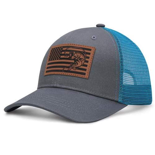 Image of Fishing Gifts for Men American Flag Trucker Hat Mens Fathers Day Christmas Birthday Gifts Fishing Hat for Dad