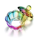 Glass Dappen Dish with Lid for Acrylic Nails Crystal Rainbow Acrylic Liquid Powder Glass Cup Nail Li
