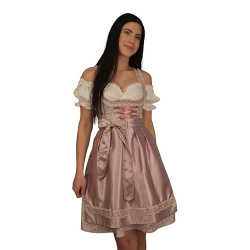 ENTARI Dirndl Set Trachtenkleid 3tlg. Damen Midi Dirndl Golden Trachten (36, 522Lila)