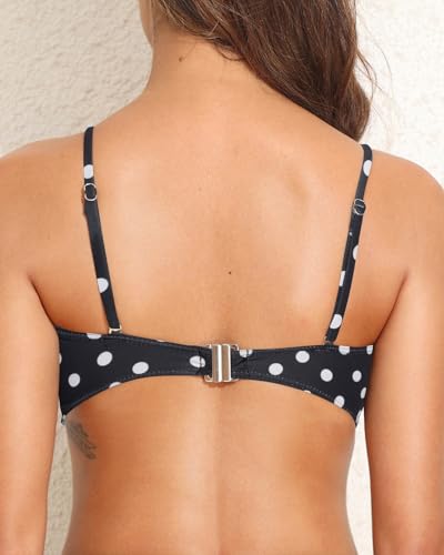 Image of Women Bandeau Bikini Top Strapless Swimsuit Top | Twist Front, Adjustable Straps, Non-Slip, Built-in Cups for Secure Fit