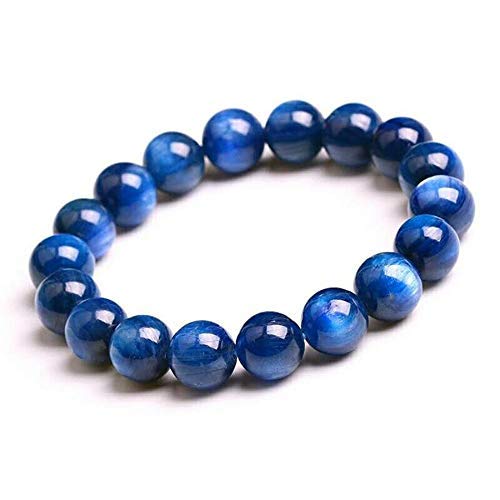 Image of Natural AAA Blue Kyanite Bracelet Stretch Bracelet | 7-7.5” Length Blue Kyanite Bracelet Gemstone Bracelet | Unisex Bracelet | 10mm Round Shape Beads| Men Beaded Bracelet