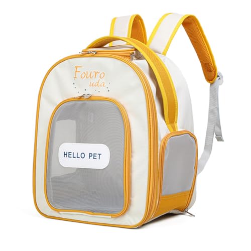 ペット用品 キャリーバッグ ペットリュック ペットバッグ 猫用 犬用 折りたたみ 小型犬 旅行 軽量 防災 通院 避難用 大空間 27*21*42cm お出かけ 四季通用 持ち運び うさぎ オレンジ 小動物兼用