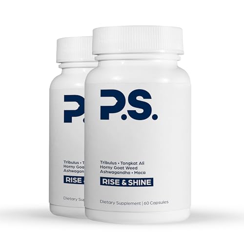 PS Rise & Shine Premium Horny Goat Weed Supplement with Tribulus, Fenugreek, Maca, Ashwagandha, and Tongkat Ali - Supports Energy and Boosts Testosterone (120 Capsules) -  P.S