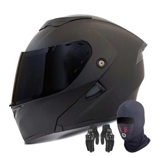GNIUBBDB Casque de Moto modulaire intégral pour Adultes Hommes et Femmes Casque de Moto Rabattable homologué ECE avec Double Pare-Soleil A-2,XXXL (65cm)