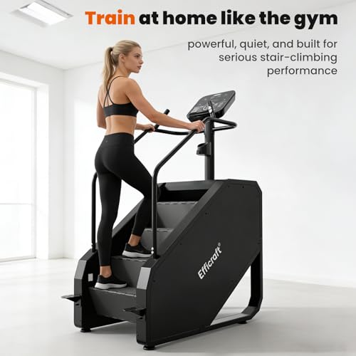 Image of EFFICRAFT Stair Stepper Machine, Commercial Grade Stair Master for Exercise at Home, Continuous Climbing Exercise Machine for Cardio, 15 Speed Levels Stair Master, 15-164 Steps /Min, Black
