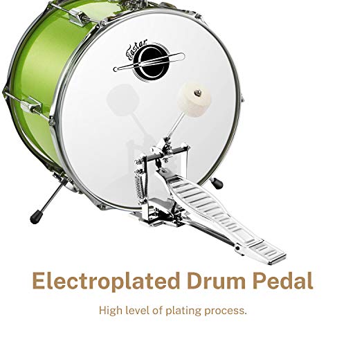 Eastar Eds-180G 14 Inch 3-Piece Kids/Junior Drum Set With Throne, Cymbal, Pedal & Drumsticks,Metallic Green #TOP3