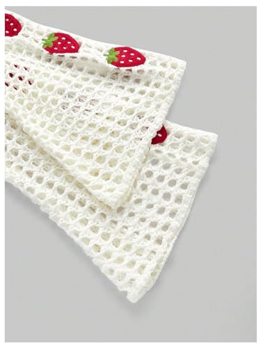 SHENHE Women's Strawberry Top Y2k Knit Shrug Sweater Crochet Crop Hollow Out Long Sleeve See Through Sweater Tops4